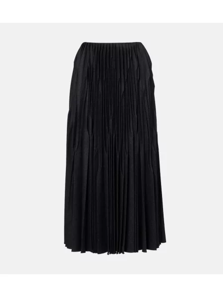 Fusta plisata Alaïa de lână plisată până la genunchi gri