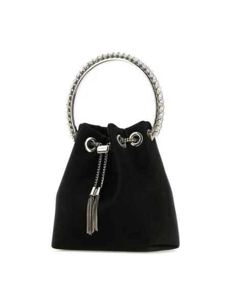 Satynowy kapelusz Jimmy Choo czarny