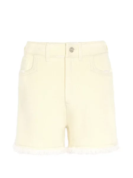 Pantaloni scurți din denim Barrie cu franjuri galben