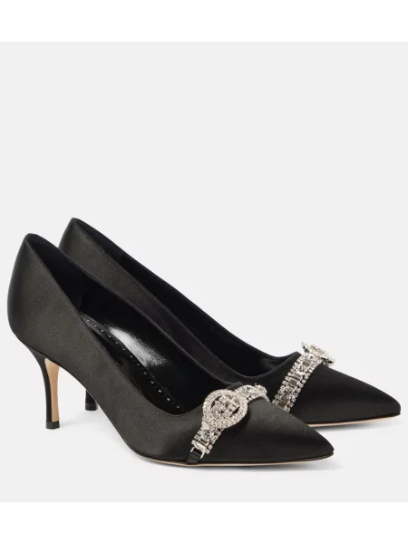 Satenaste salonarji Manolo Blahnik črna