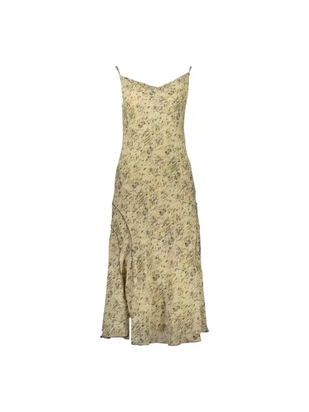 Długa sukienka maxi Desigual z nadrukiem beżowa