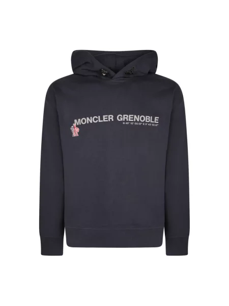 Bluza z kapturem Moncler z kapturem z dżerseju niebieska