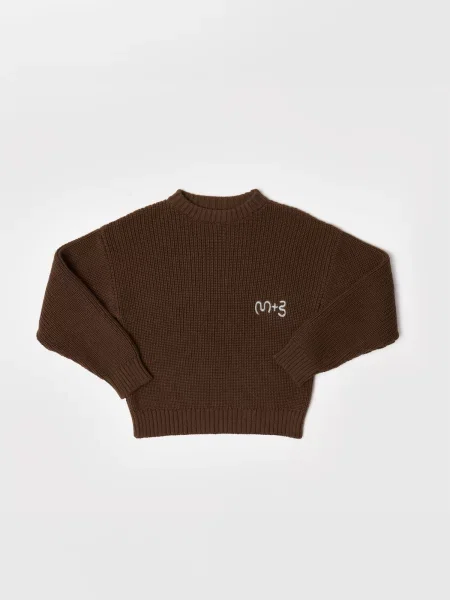 Maru + Bo Pulóver EMBROIDERED LOGO SWEATER' barna