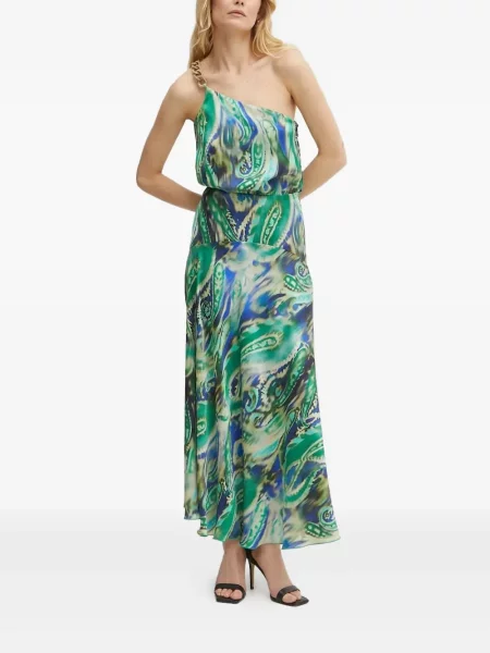 Rochie midi Simona Corsellini cu imagine cu model paisley până la genunchi verde