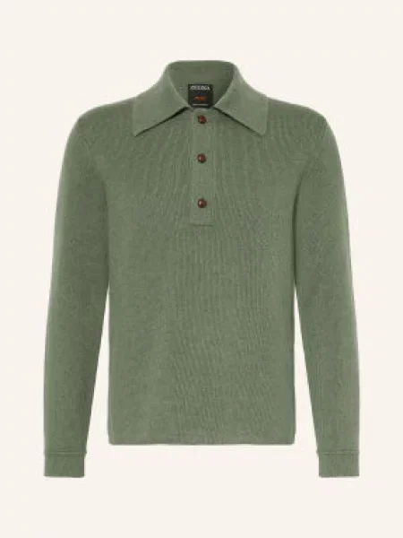 Zegna Pletená Polokošile Z Kašmíru zelená