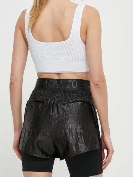 Kraťasy Emporio Armani hladké high waist černá