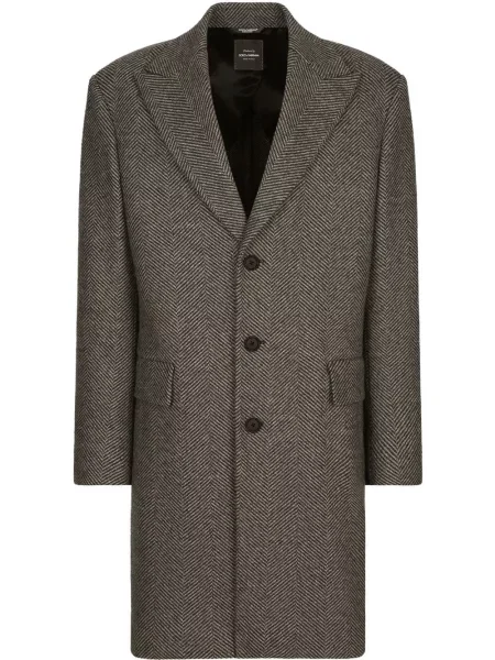Palton Dolce & Gabbana cu model herringbone negru