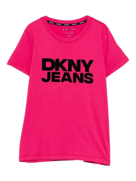 Tricou Dkny cu decolteu rotund cu autograf roz
