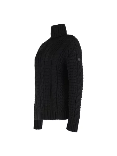 Sweter z golfem Moncler wełniany do golfa czarny