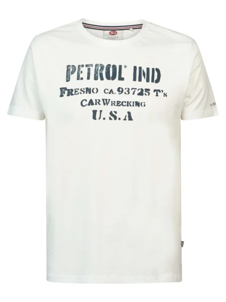 Petrol Industries Tricou albastru închis / alb