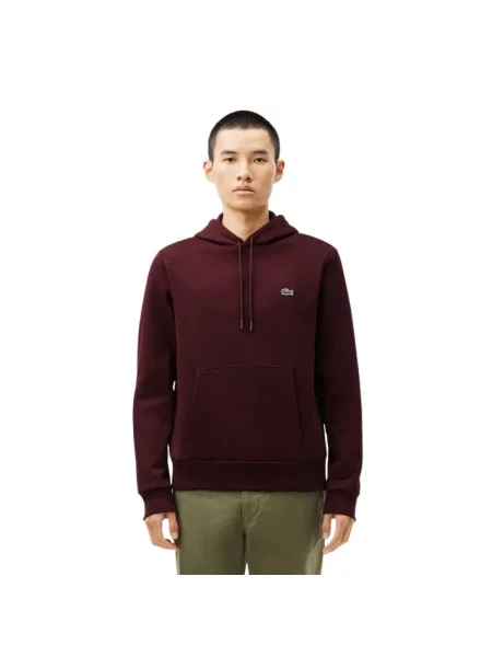 Bluza z kapturem Lacoste z kapturem czerwona