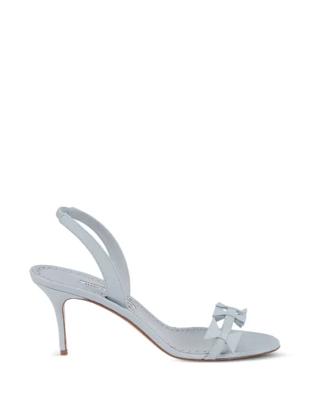 Sandale Manolo Blahnik s mašnom s otvorenom petom plava