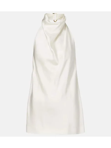 Top Stella Mccartney din satin cu gât halter alb