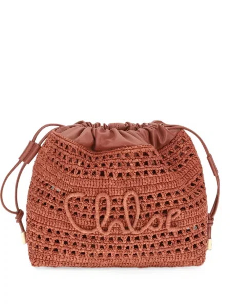 Geantă Chloé cu broderie maro