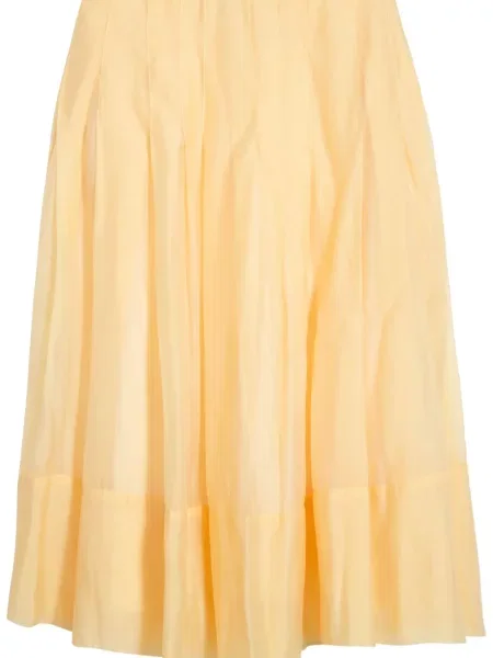 Fusta plisata Isolda plisată până la genunchi galben