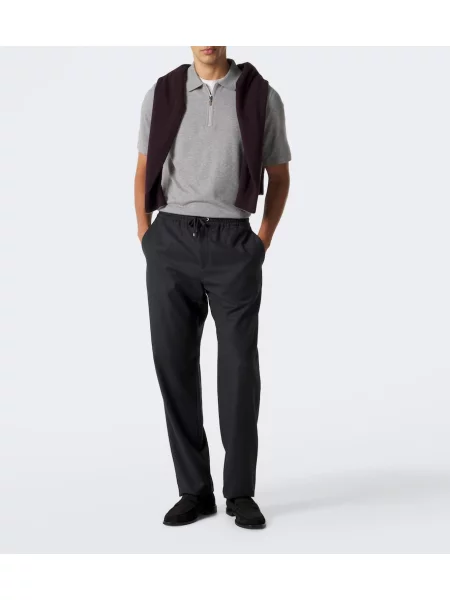 Tricou polo Canali din cașmir gri