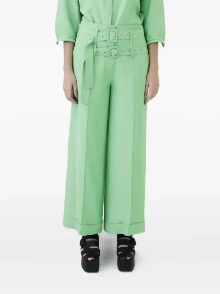 Pantaloni Gloria Coelho cu cataramă verde