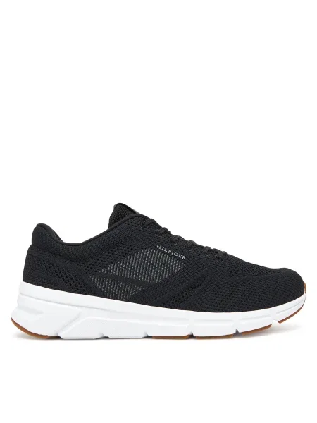 Sneakerși Tommy Hilfiger alergare tricotate negru