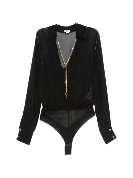 Lung top Elisabetta Franchi plic negru