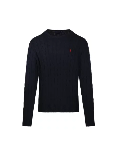 Sweter z dzianiny z wyhaftowanym logo Polo Ralph Lauren niebieski