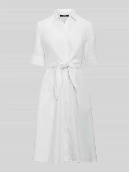 Lniana sukienka koszulowa Lauren Ralph Lauren biała