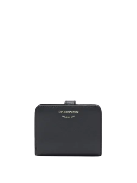 Portfel Emporio Armani skórzany z logo czarny