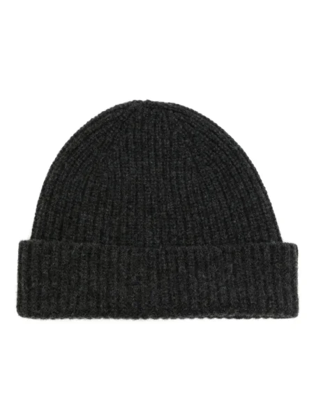 Dzianinowa czapka beanie Pringle Of Scotland prążkowana szara