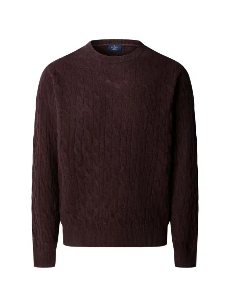 Pulover Hackett London cu decolteu rotund maro