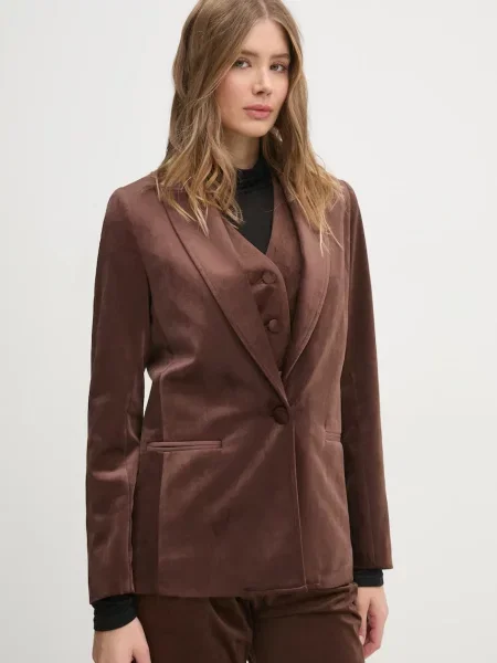 La Petite Française marynarka jednorzędowa gładka PFVACARME brązowy