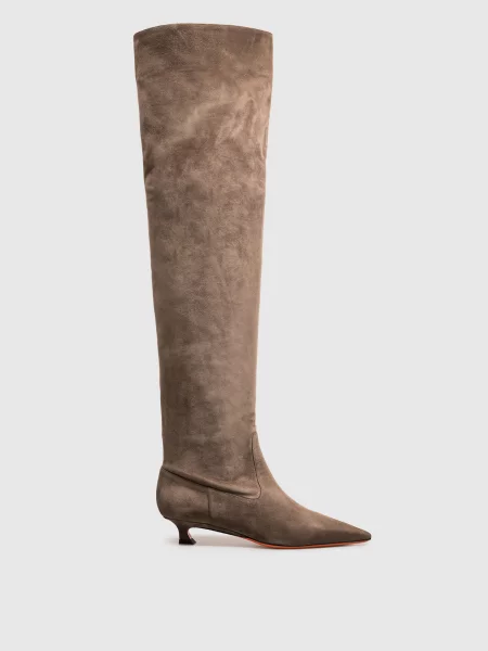 Замшевые ботфорты Santoni коричневые