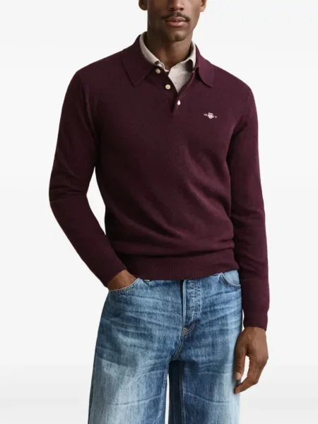 Tricou polo Gant cu autograf violet