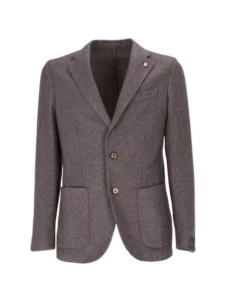 Sacou Brando cu model herringbone maro