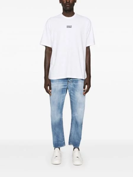 Proste jeansy Dsquared2 o krotszym kroju niebieskie