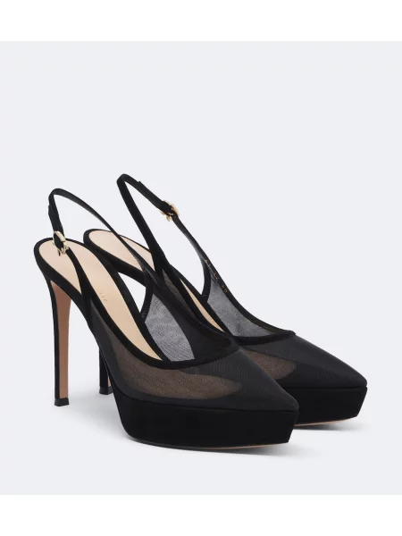 Pantofi cu toc Gianvito Rossi din piele de căprioară cu platformă negru