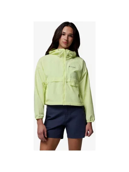 Kurtka z kapturem Columbia Spire Valley Cropped Windbreaker odblaskowa L żółta