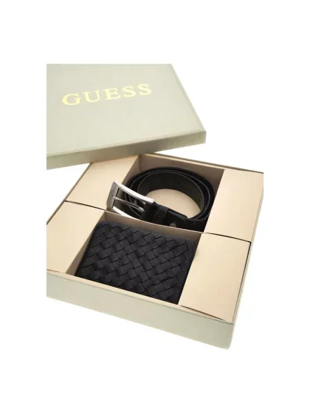 Pasek Guess skórzany czarny