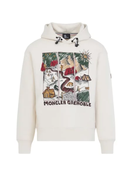 Hanorac cu glugă Moncler Grenoble cu imagine cu cordon
