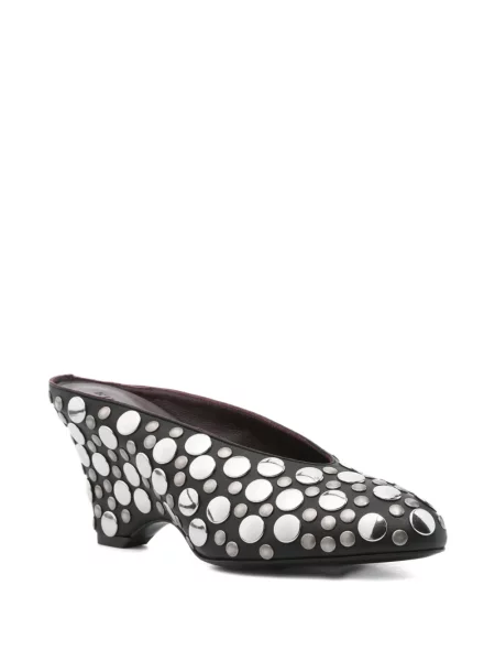 Papuci tip mules Khaite cu tepi negru