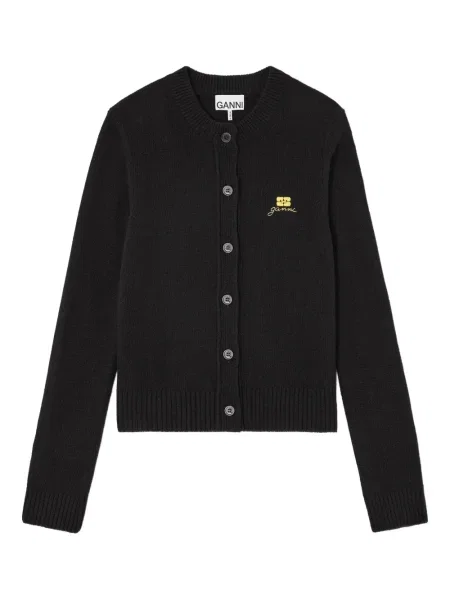 Cardigan Ganni cu broderie negru