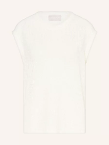 Hemisphere Lněná Pletená Vesta S Flitry bílá