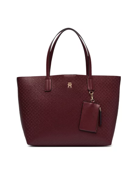 Rankinė Tommy Hilfiger Th Icon Tote Mono Vyšninė raudona