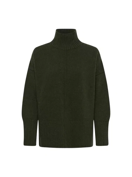 Sweter My Essential Wardrobe wełniany z wysokim kołnierzem zielony
