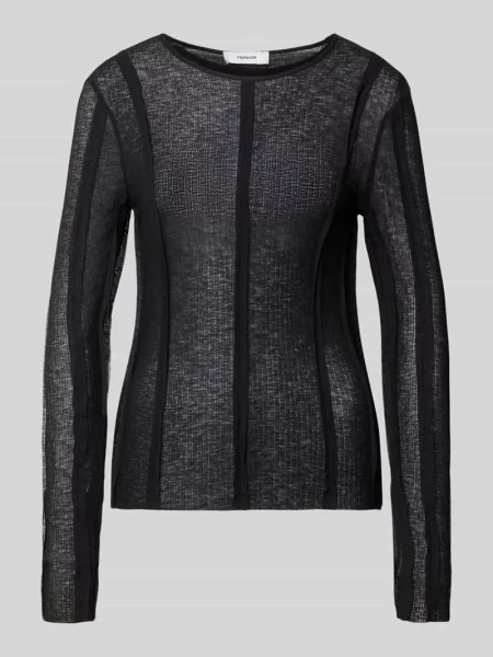 Longsleeve o kroju slim fit w półprzezroczystym designie model Belma' Topshop czarna