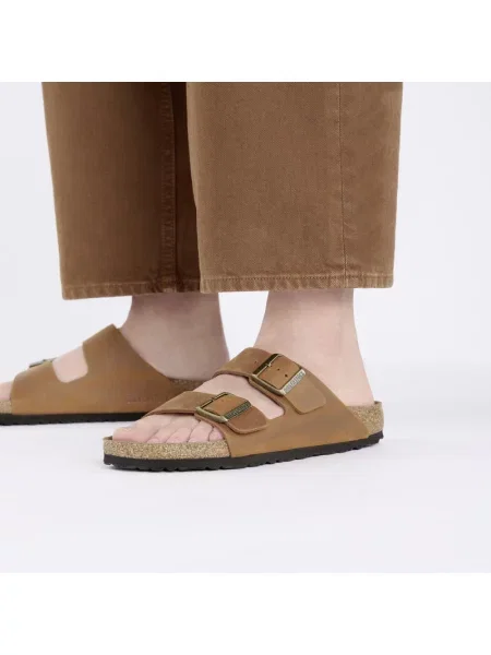 Klapki Birkenstock skórzane brązowe