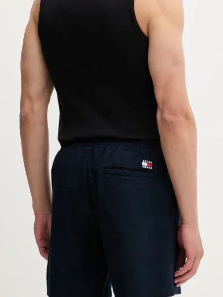 Tommy Jeans szorty z lnem granatowe