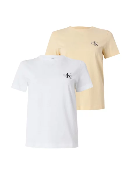 Calvin Klein Jeans Tricou galben deschis / negru alb