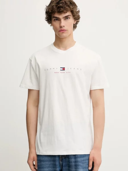 Тениска Tommy Jeans с принт бяло