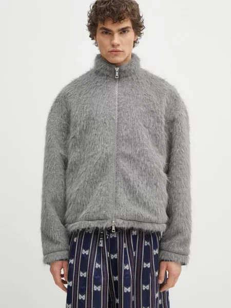 MKI MIYUKI ZOKU geaca Faux Alpaca Track Jacket de tranzitie oversize FAUX.ALPACA.TRACK.JACK. gri
