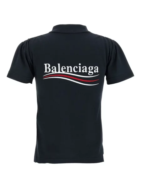 Polo Balenciaga cu broderie albastru