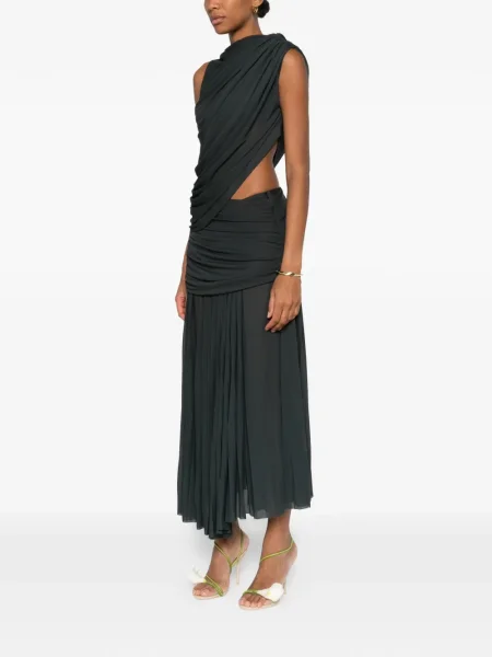 Rochie maxi Proenza Schouler drapată de costum verde